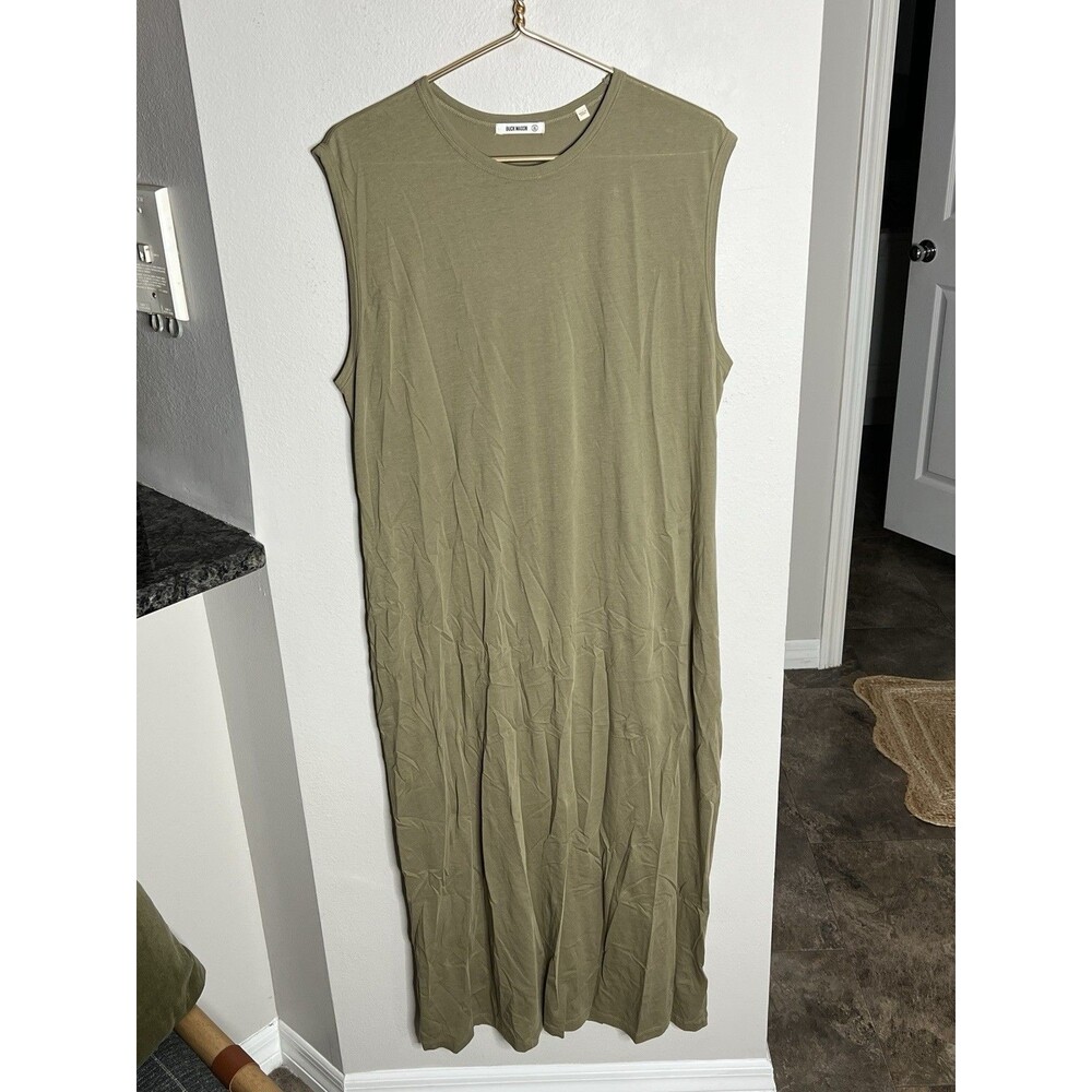 Womens Buck Mason Long Green Cotton Long Crewneck T- Shirt Dress Size Xl